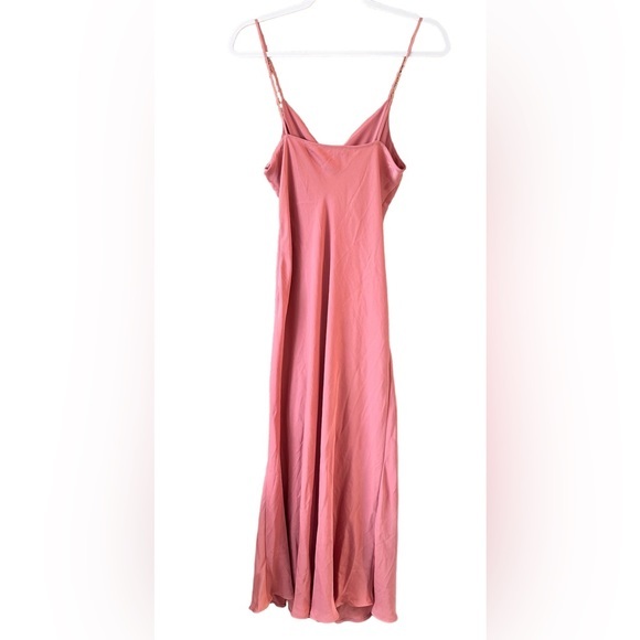ZARA draped camisole midi Blush pink dress spaghetti strap slip 100% viscose - Picture 5 of 7